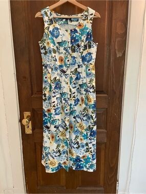 Effortless Floral Button-Front Midi Dress (S)
